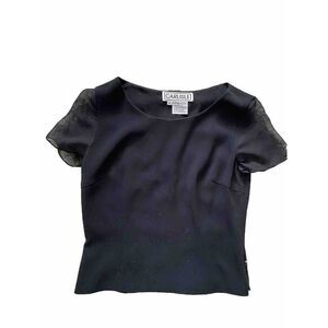 Carlisle Blouse Top Size 4 Silk Combination Black Sheer Short Sleeve Romantic